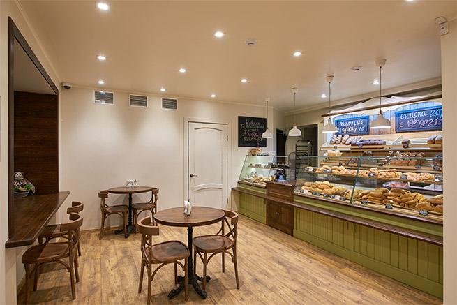 Warm bakery interior