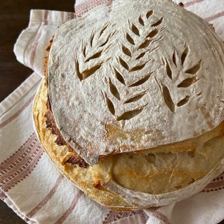 Sourdough bread with wheat scoring